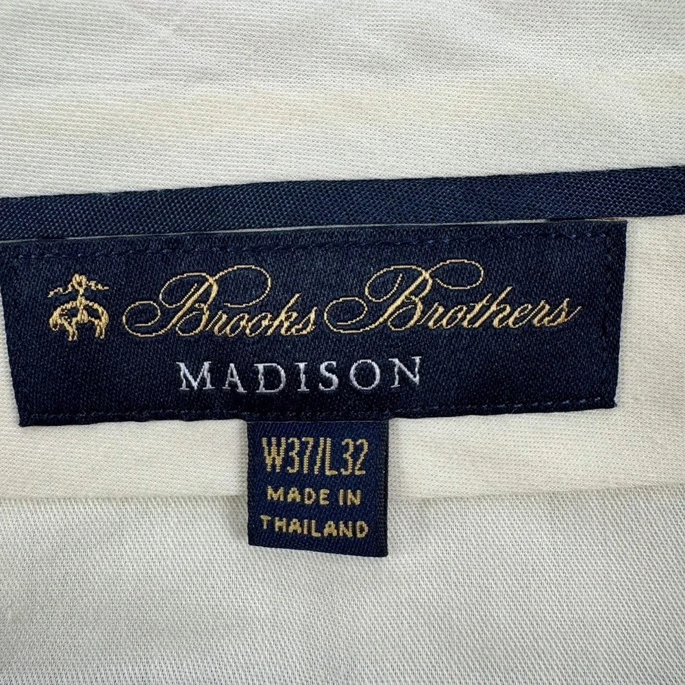 Brooks Brothers Madison Dress Pants Mens 37x32 Gray Wool Pleated Cuffed Office